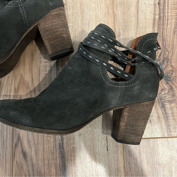 Frye Naomi Pickstitch Suede Gray Women’s Shootie Ankle Boots Booties - Picture 8 of 11
